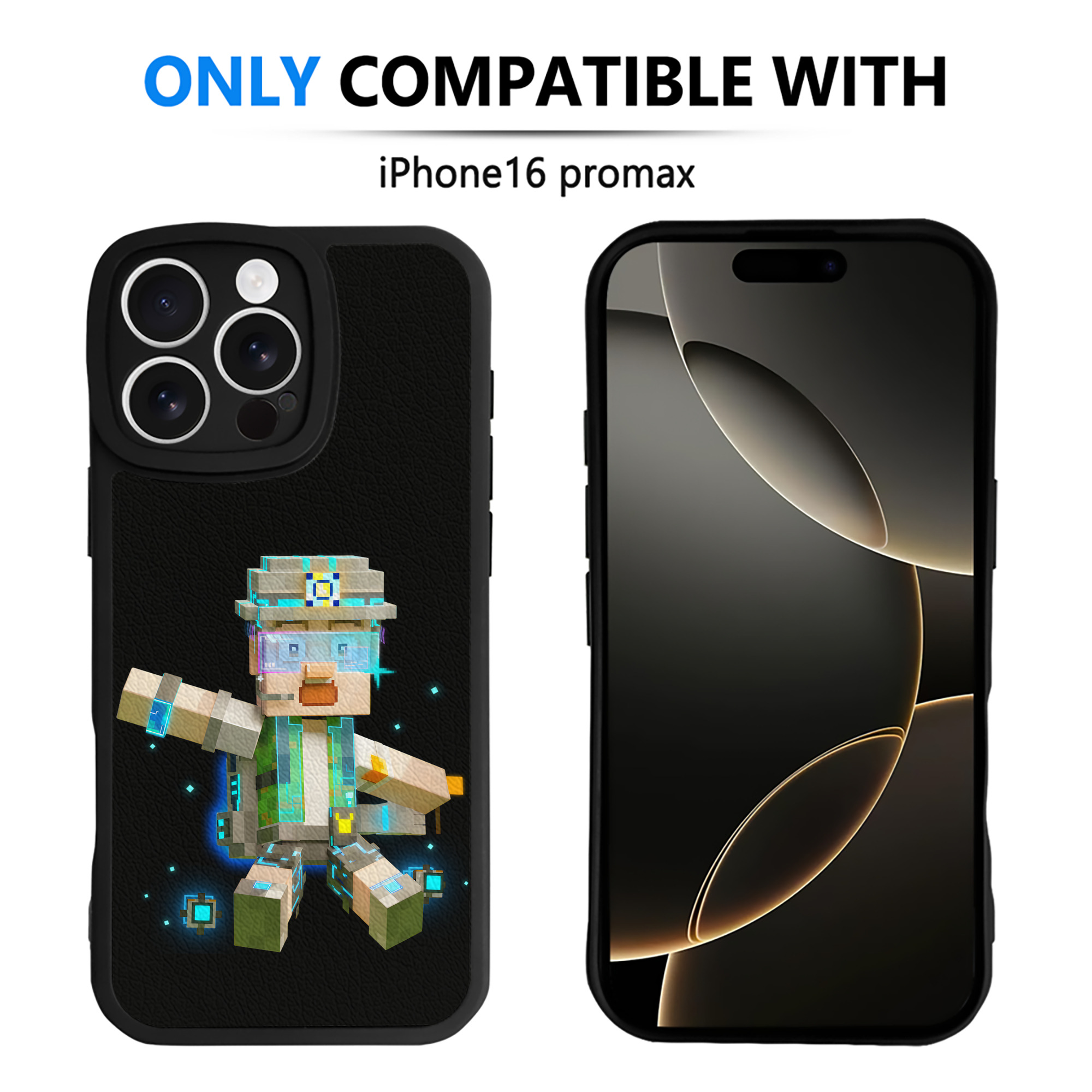 （画像用） マインクラフト ブロックの世界 Minecraft MC Block world 【iPhone 16シリーズ対応】シリコンスマホケース（レザー調） 材質：シリコン